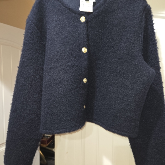 H&M Navy Blue Cardigan with Gold Buttons - Picture 2 of 8